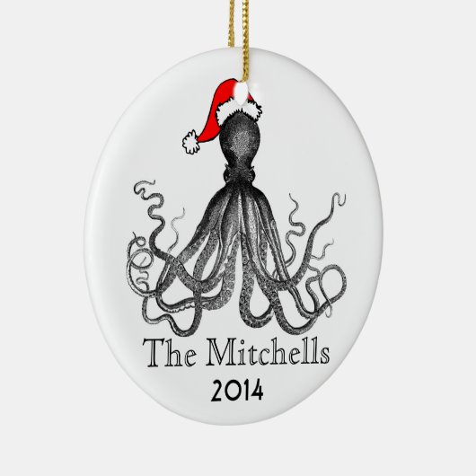 Aangepaste vakantie nautische octopus  Kraken Keramisch Ornament (Rechts)