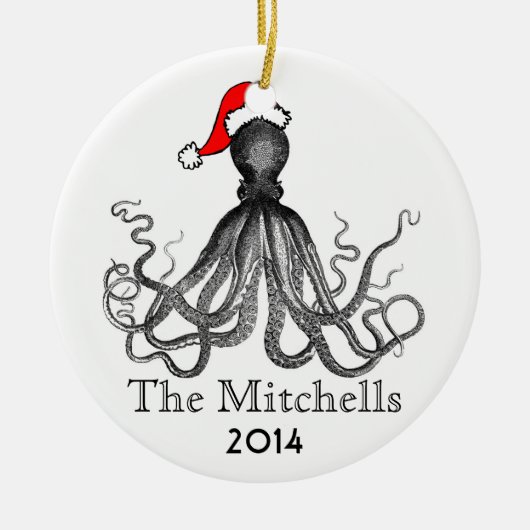 Aangepaste vakantie nautische octopus  Kraken Keramisch Ornament (Voorkant)