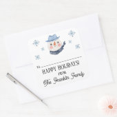 Aangepaste vakantie Vintage Sneeuwman naar & van Vierkante Sticker (Envelop)