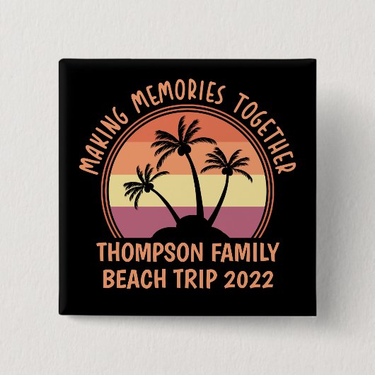 Aangepaste vakantie-zomervakantieband vierkante button 5,1 cm (Voorkant)