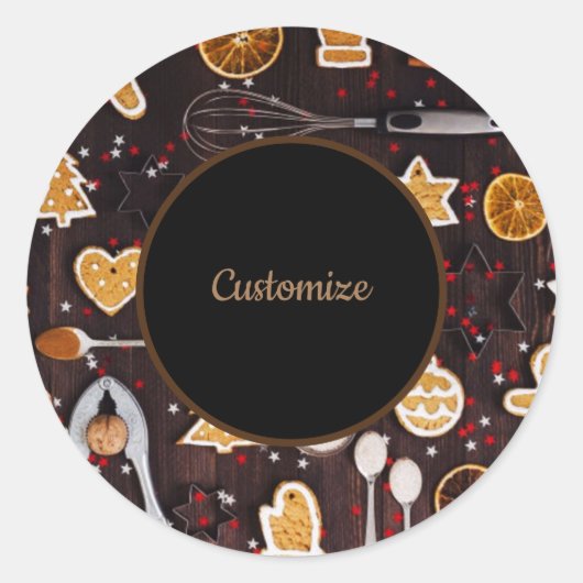 Aangepaste vakantiebaking ronde sticker (Voorkant)
