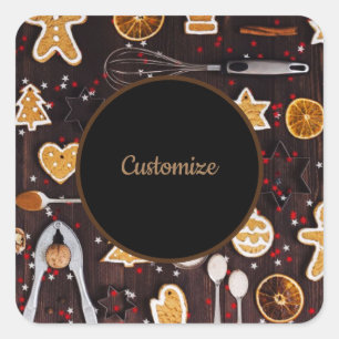 Aangepaste vakantiebaking vierkante sticker