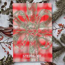 Aangepaste vakantienaam geplaid rood wit groen boo theedoek