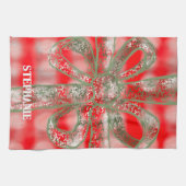 Aangepaste vakantienaam geplaid rood wit groen boo theedoek (Horizontaal)