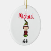 aangepaste vakantienaam kinder op maat keramisch ornament (Rechts)