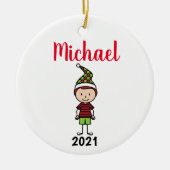 aangepaste vakantienaam kinder op maat keramisch ornament (Voorkant)