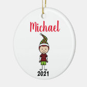 aangepaste vakantienaam kinder op maat keramisch ornament (Links)
