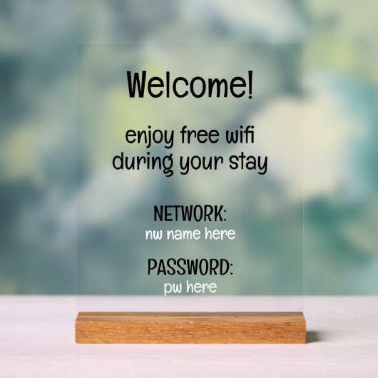 Aangepaste vakantiewoningen Home Wifi Instructies Acryl Bord (Neutraal)