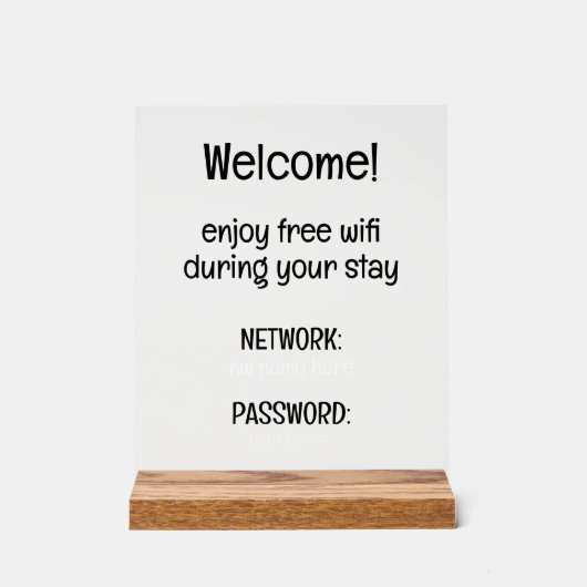 Aangepaste vakantiewoningen Home Wifi Instructies Acryl Bord (Voorkant)