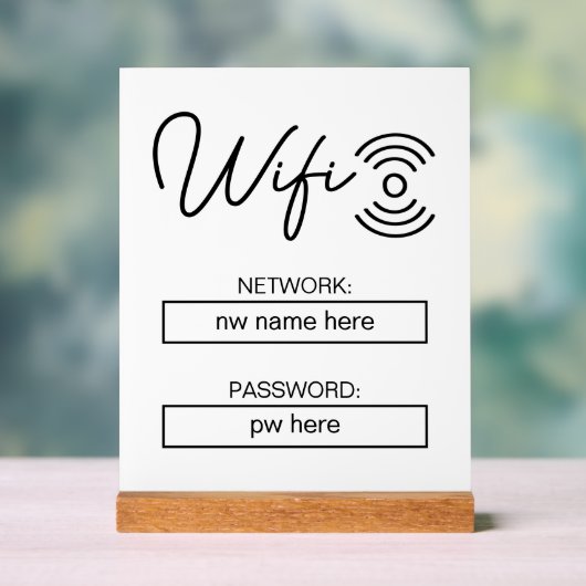 Aangepaste vakantiewoningen Home Wifi Instructies Acryl Bord (Neutraal)