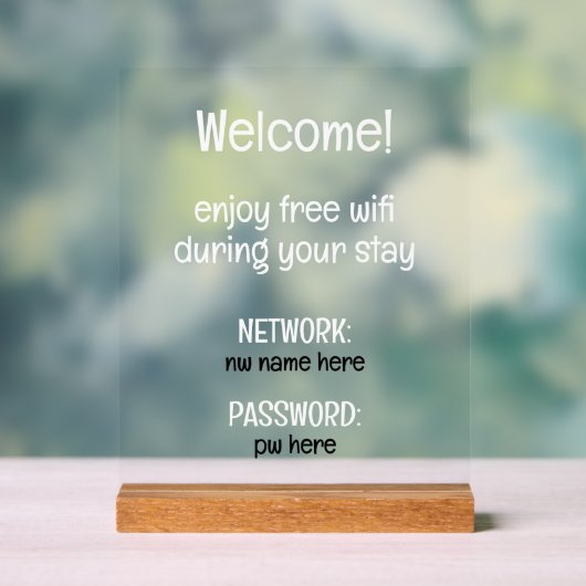 Aangepaste vakantiewoningen Home Wifi Instructies Acryl Bord (Neutraal)