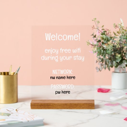 Aangepaste vakantiewoningen Home Wifi Instructies Acryl Bord (Huwelijk)