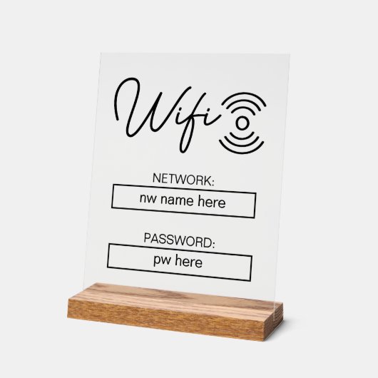 Aangepaste vakantiewoningen Home Wifi Instructies Acryl Bord (Hoek)