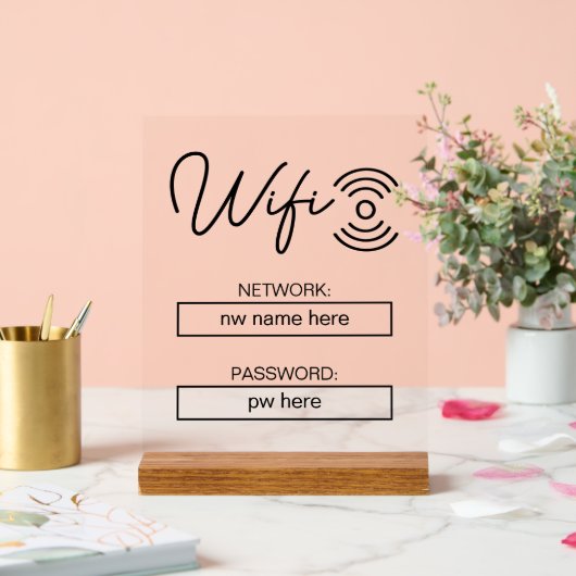 Aangepaste vakantiewoningen Home Wifi Instructies Acryl Bord (Huwelijk)