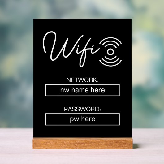Aangepaste vakantiewoningen Home Wifi Instructies Acryl Bord (Neutraal)