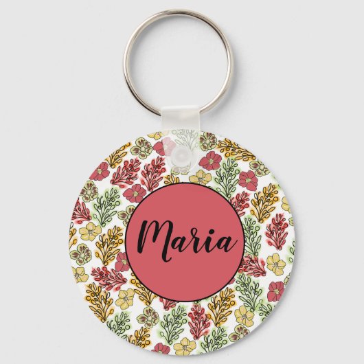 Aangepaste Valencia Floral en wijnbouw Sleutelhanger (Voorkant)