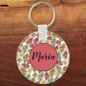 Aangepaste Valencia Floral en wijnbouw Sleutelhanger (Voorkant)