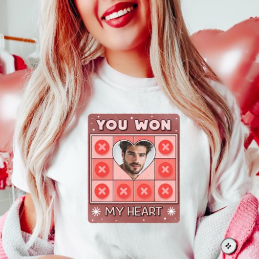 Aangepaste Valentijn Foto Liefde Shirt, Tic-Tac-To T-shirt