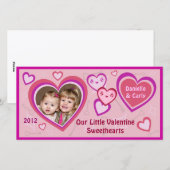 Aangepaste Valentijn Kawaii Hearts Fotokaart Feestdagenkaart (Voorkant / Achterkant)