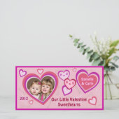 Aangepaste Valentijn Kawaii Hearts Fotokaart Feestdagenkaart (Staand voorkant)
