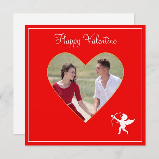 Aangepaste Valentijn met gekoppelde foto's en cupi (Voorkant / Achterkant)
