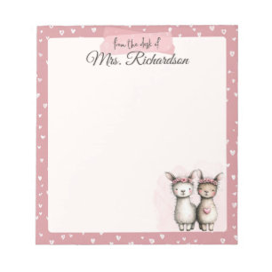Aangepaste Valentijn Notitieblok Cute Roze Lama &