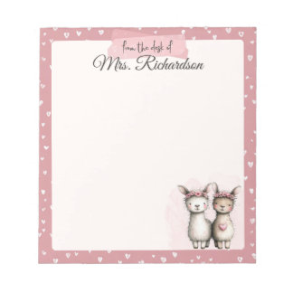 Aangepaste Valentijn Notitieblok Cute Roze Lama &
