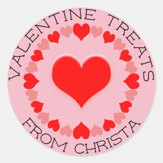 Aangepaste Valentijn Treats Circle of Hearts Gift Ronde Sticker (Voorkant)