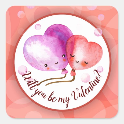 Aangepaste Valentijnsdag ballonnen Vierkante Sticker (Voorkant)