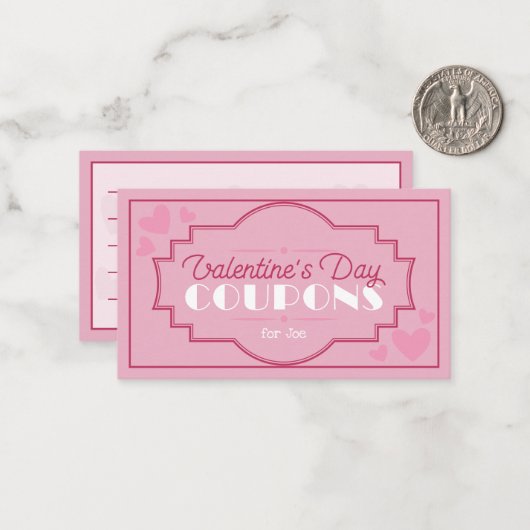Aangepaste  Valentijnsdag Coupons romantisch Notitiekaartje (Voorkant / Achterkant in situ)
