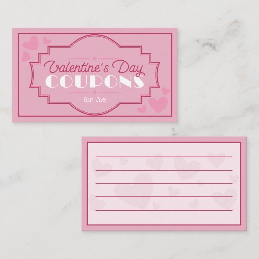 Aangepaste  Valentijnsdag Coupons romantisch Notitiekaartje (Voorkant / Achterkant)