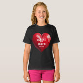 Aangepaste valentijnsdag gepersonaliseerd hart cad t-shirt (Voorkant volledig)