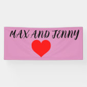 Aangepaste Valentijnsdag Hart Feest Roze Banner (Horizontaal)