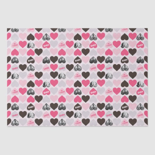 Aangepaste Valentijnsdag - Hartenfoto - Collage Tissuepapier (Voorkant)