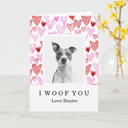 Aangepaste Valentijnsdag kaart van de hond (Gele Bloem)