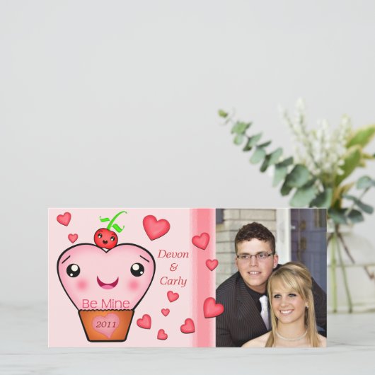 Aangepaste Valentijnsdag Kawaii-fotokaart Feestdagenkaart (Staand voorkant)