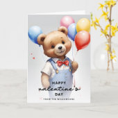 Aangepaste Valentijnsdag Knuffige Beer Met Ballon Kaart (Gele Bloem)