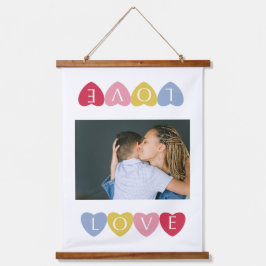 Aangepaste Valentijnsdag-liefdesfotocollage Hangend Wandkleed