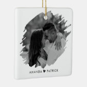 Aangepaste Valentijnsdag Modern Fotopaar Keramisch Ornament (Rechts)