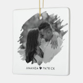 Aangepaste Valentijnsdag Modern Fotopaar Keramisch Ornament (Links)