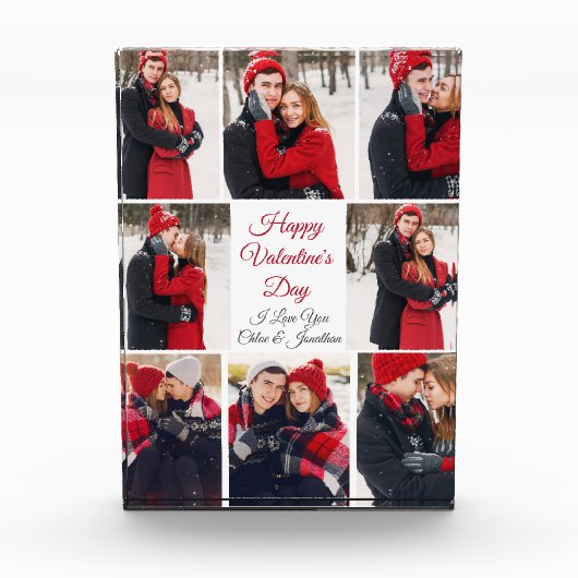Aangepaste Valentijnsdag Romantisch Paar Collage Fotoblokken (Voorkant)