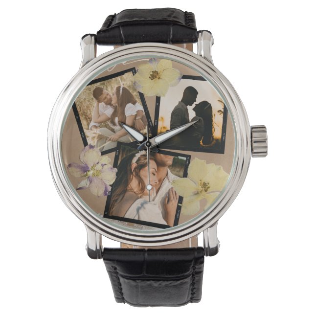 Aangepaste Valentijnsdag Romantische Koppel Foto  Horloge (Voorkant)