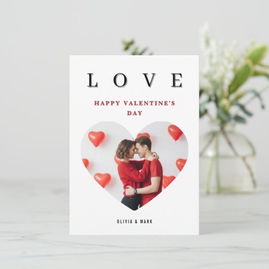 Aangepaste Valentijnsdag romantische liefdesfotoco Feestdagenkaart (Staand voorkant)