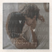 Aangepaste Valentijnsdag romantische paar foto Glazen Onderzetter (Voorkant)