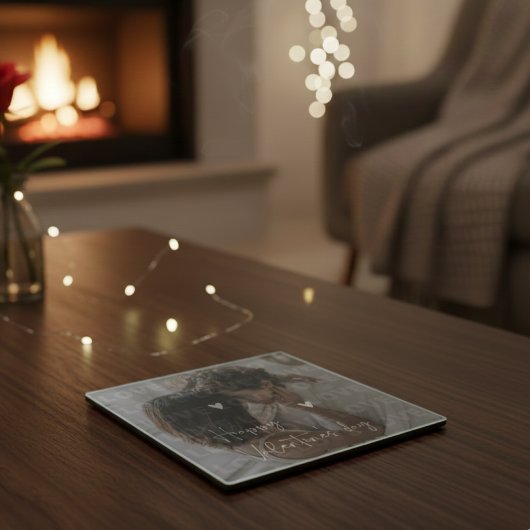 Aangepaste Valentijnsdag romantische paar foto Glazen Onderzetter