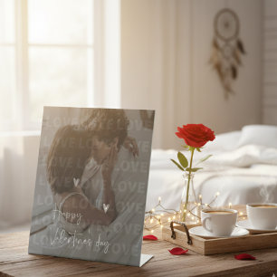Aangepaste Valentijnsdag romantische paar foto Reclamebord Met Voetstuk