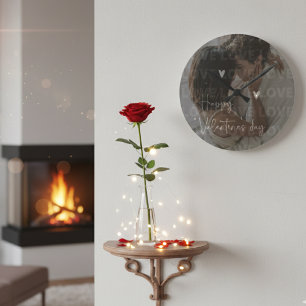 Aangepaste Valentijnsdag romantische paar foto Ronde Klok