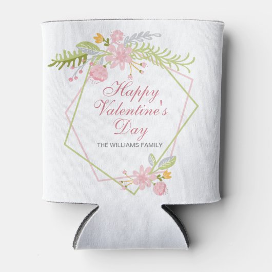 Aangepaste Valentijnsdag  roze Floral Party Blikjeskoeler (Voorkant)