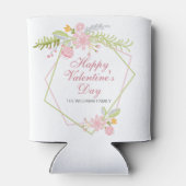 Aangepaste Valentijnsdag  roze Floral Party Blikjeskoeler (Achterkant)