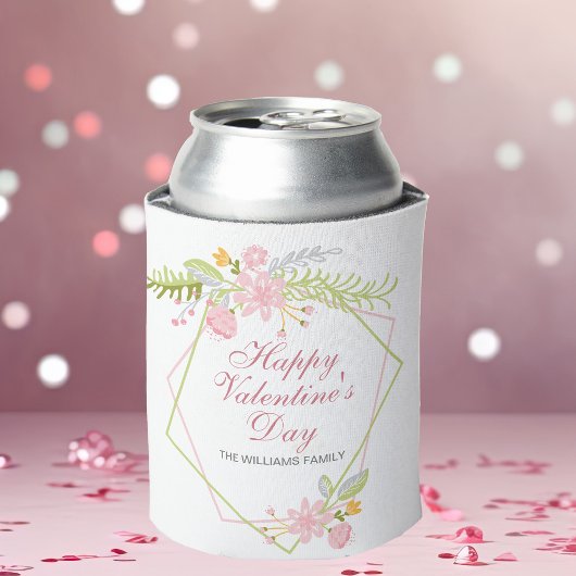 Aangepaste Valentijnsdag  roze Floral Party Blikjeskoeler